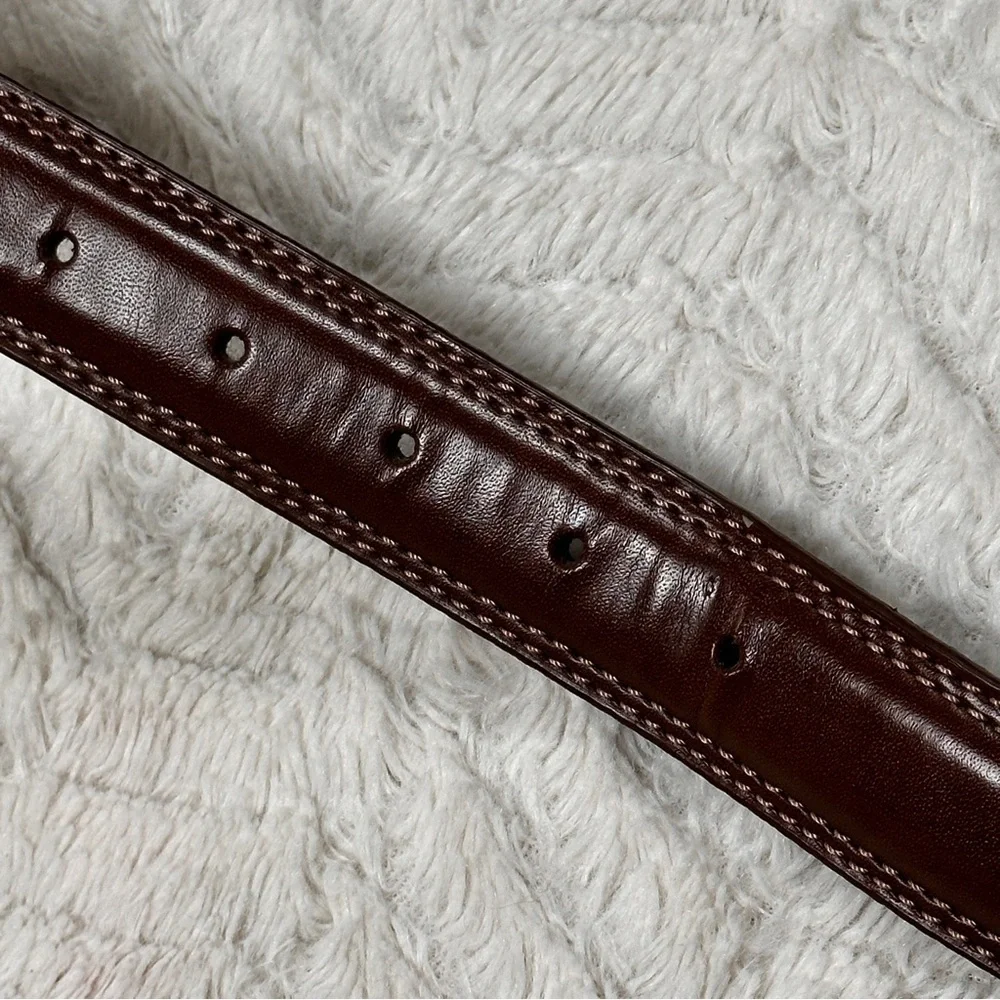 Dockers Genuine Leather Double Stitched Men's Belt  Brown Casual Dress Work